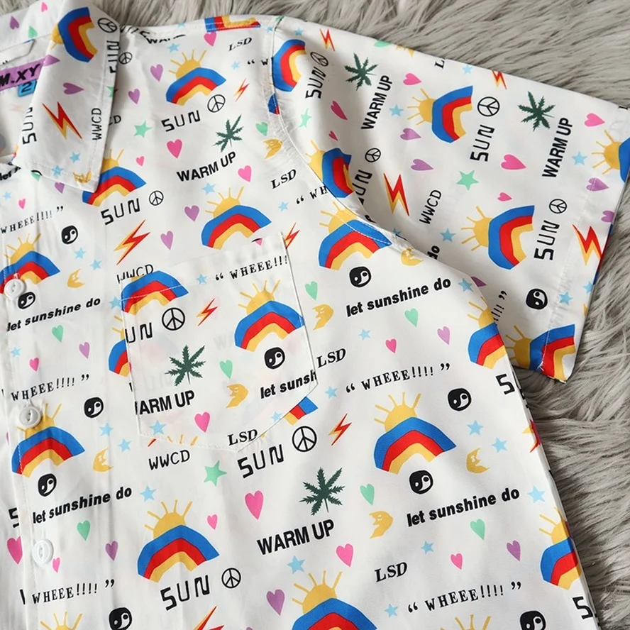 Рубашка CPFM.XYZ для мужчин и женщин топ с радужным принтом коротким рукавом CPFM XYZ |