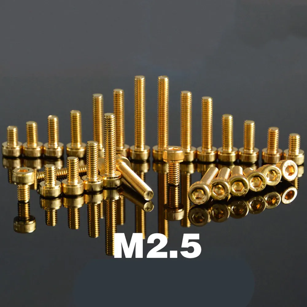 

M2.5 x 4 5 6 8 10 12 14 16 20 25mm Golden 12.9 Grade Alloy Steel Hex Socket Cap Head Screw DIY Car Model Furniture Fastener