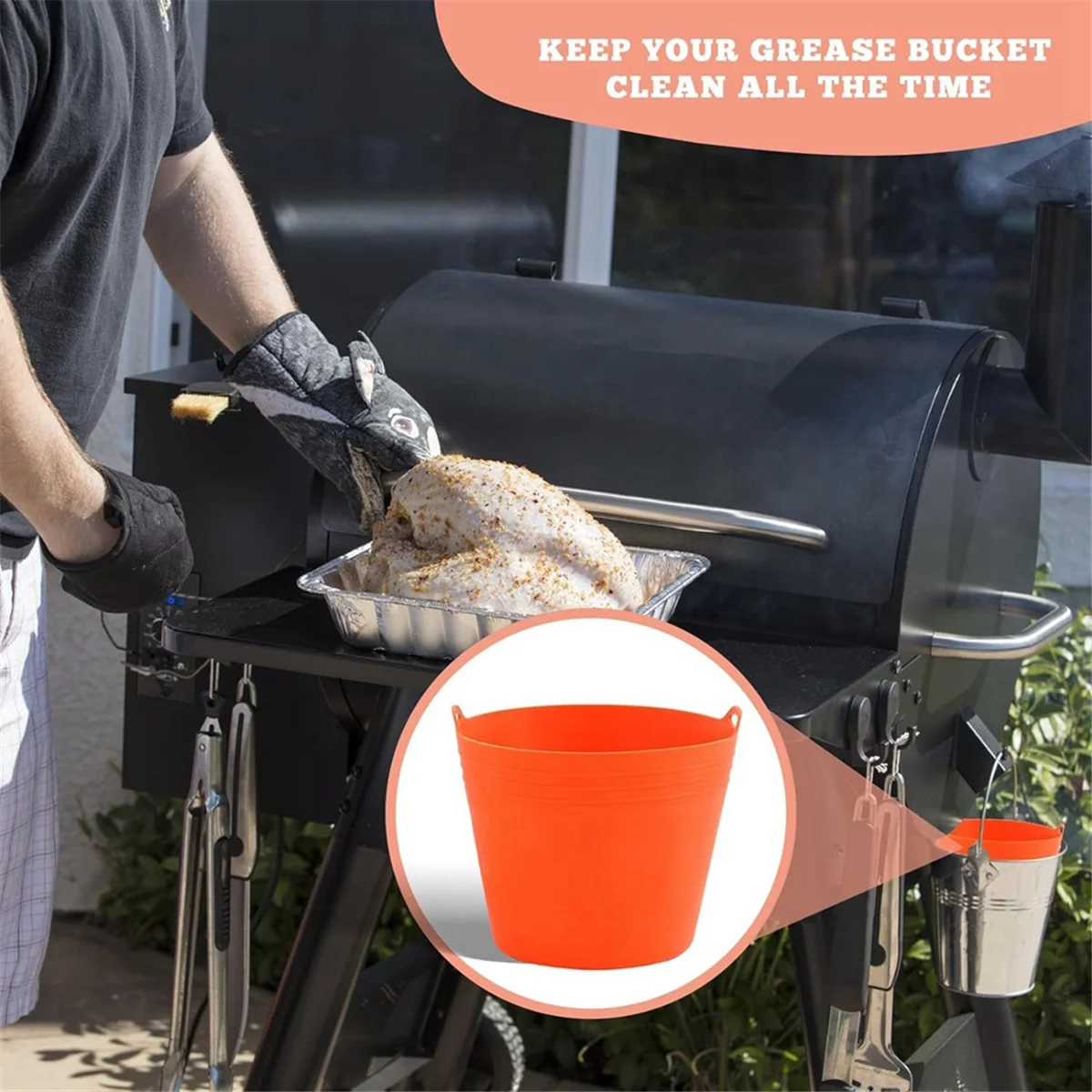 Силиконовые вкладыши для ведра смазки гриля Traeger/Pit BOSS Pellet Smoker Grill многоразовый