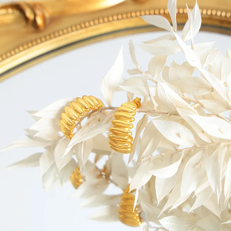 LESIEM летние стильные позолоченные серьги-гвоздики для женщин C-образные