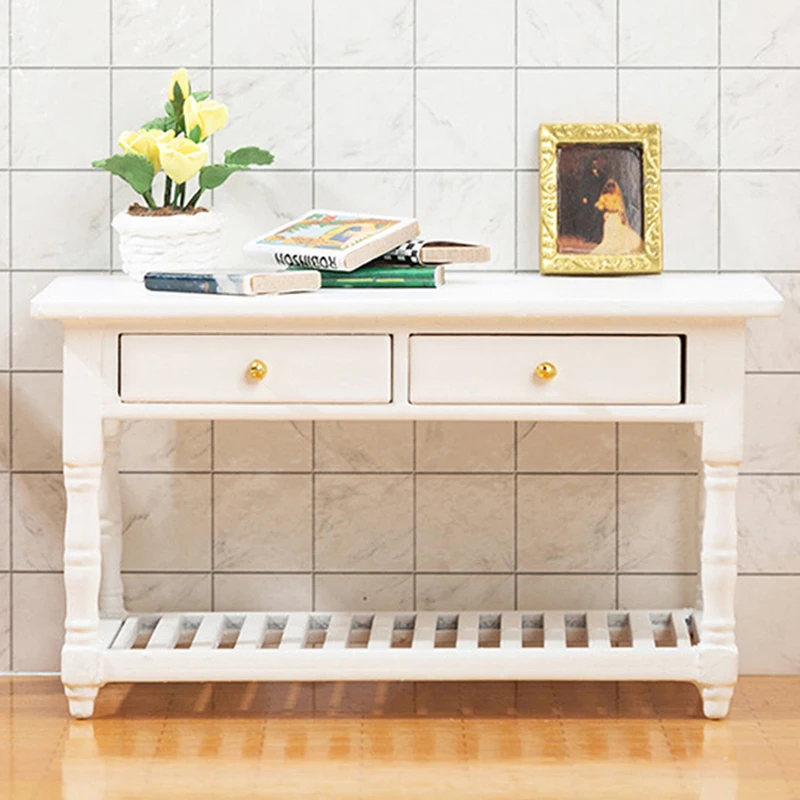 

1/12 Миниатюрные аксессуары для кукольного домика, деревянный компьютерный стол, стол с имитацией мебели