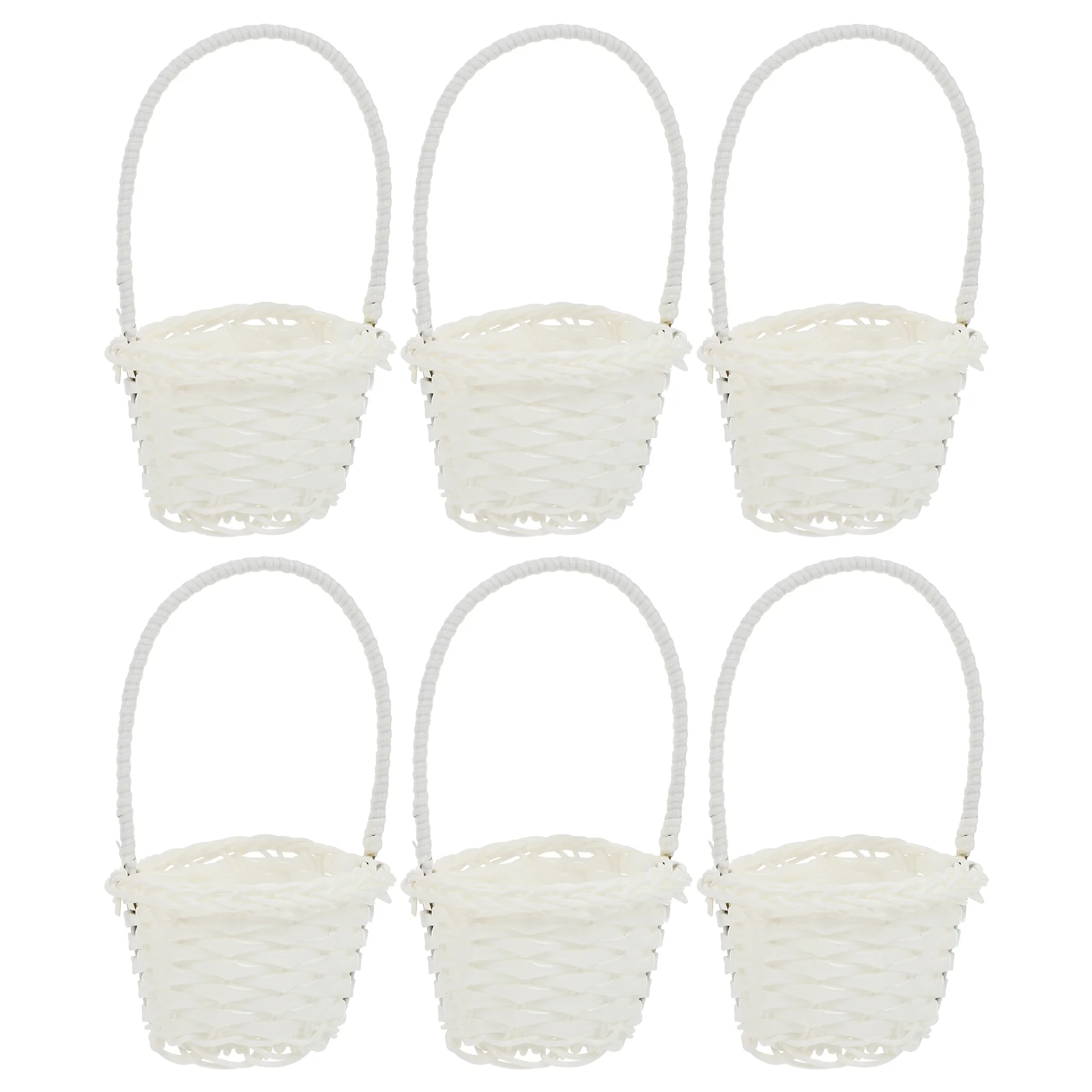 

6 Pcs Handle Gingham Basket Straw Wooden Serving Trays Hamper Plastic Rattan Kids Gift Box Storage