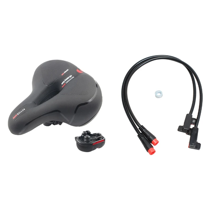 

Comfort Bike Seat,Wide Bicycle Saddle Replacement Memory Foam & Electric Bike Brake Sensor Power Cut Off Connector
