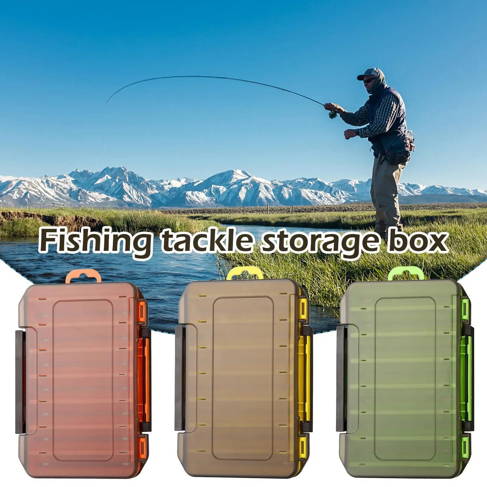 Fishing Tackle box 14 Compartments Fishing Accessories Sided Storage Hook organizer Case boxes Tool Lure Fishing Double U5A9