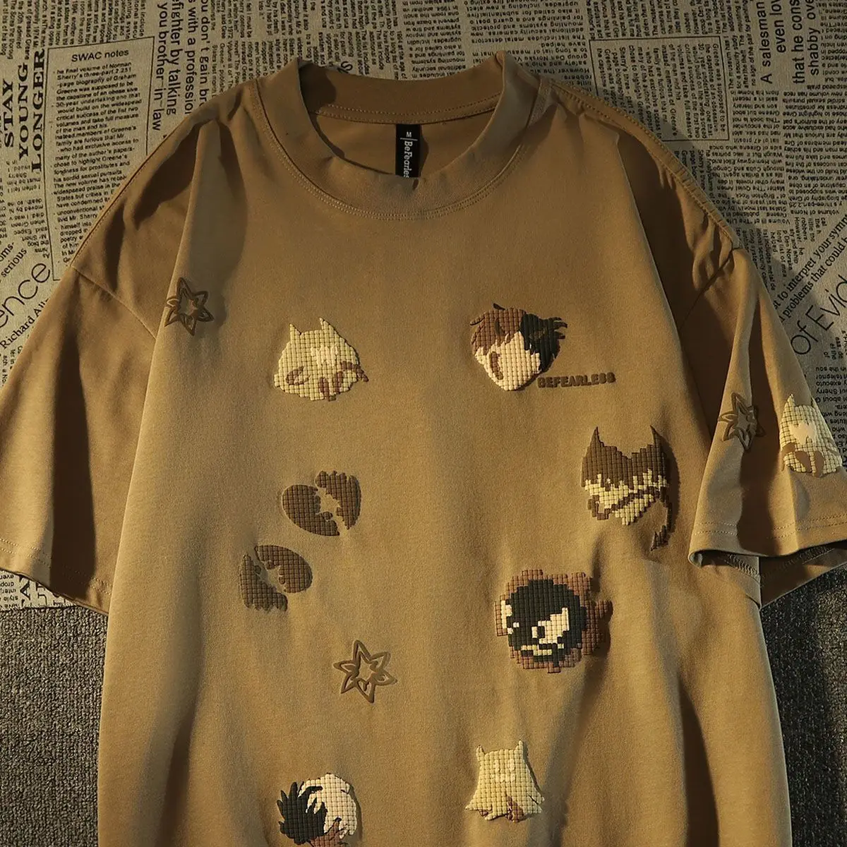 

American round neck cartoon loose and versatile t-shirt for men and women spring simple and retro BF trend couple outfit top y2k