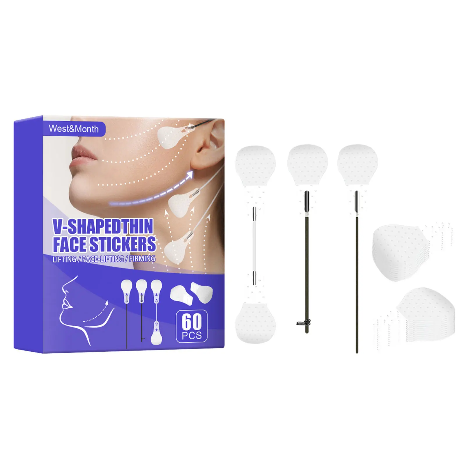 

60PCS Face Lifting Tape Face Tape Makeup Beauty Prevent Saggy Eye Neck Double Chin Adhesive Invisible V-shape Lift Face