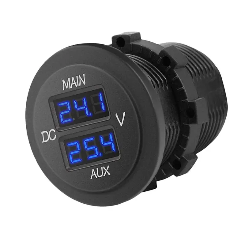

12V 24V AUX Main Digital LED Car Voltmeter Dual Display Voltage Gauge Battery Monitor Panel Car Boat Motorcycle Monitoring Panel