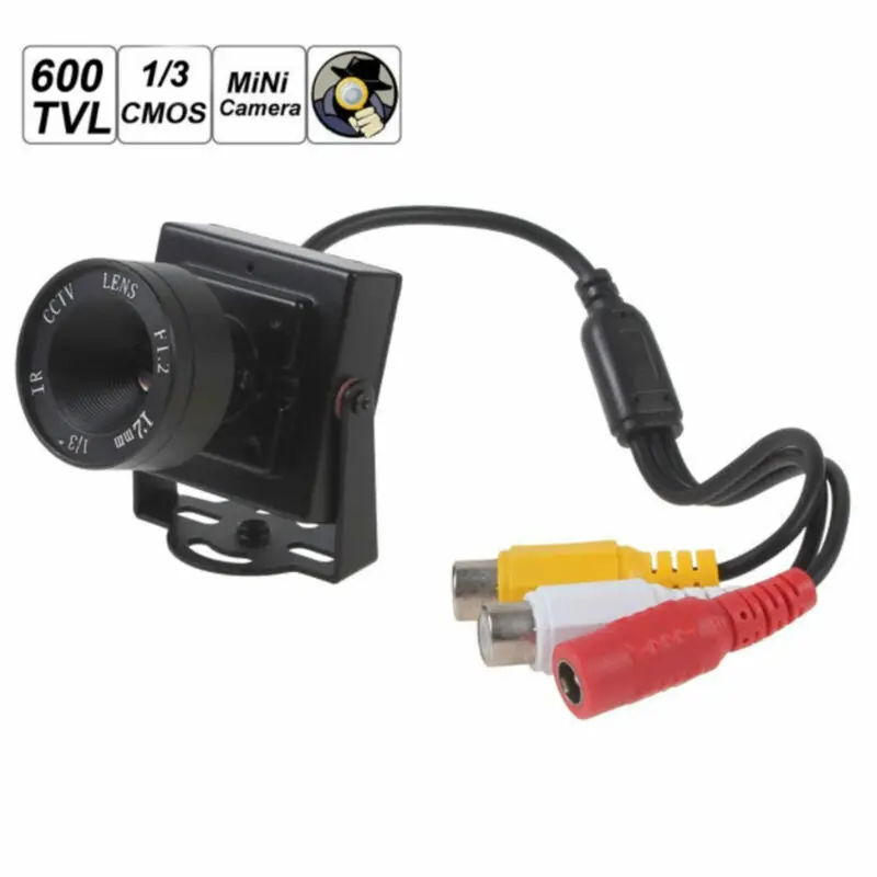 

1/3" CMOS 600TVL Mini Camera 12mm Lens Security CCTV Audio Video Output DC 12V