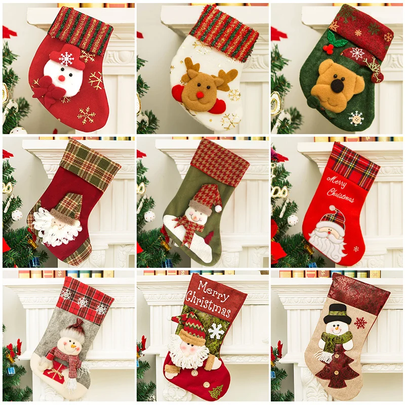 

Рождественские носки, подарочные пакеты, рождественские подарки, маленькие подарки, украшения для рождественской елки, олень, снеговик для пожилых людей