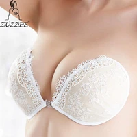 zuzzee women push up bra white lace embroidered breathable nipple cover strapless silicone invisible chest stickers