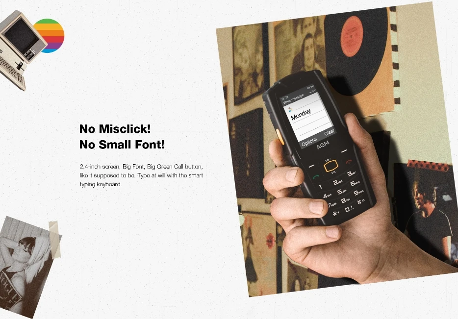 AGM M6 ЦП T107 120 Гц 2 4 дюйма 4G кнопка вызова трехслойный телефон 48 МБ ОЗУ 128 Мб ПЗУ