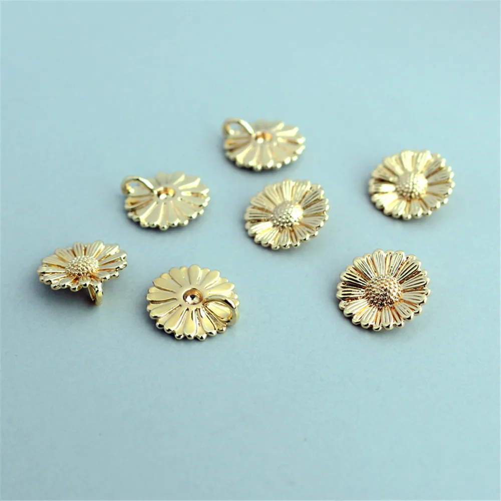 

14K copper-clad gold color-protected sunflower 11mm pendant diy jewelry pendant