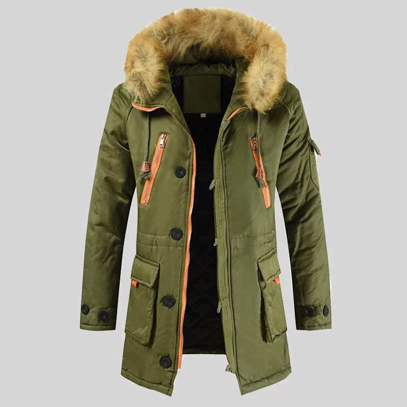 

Thickening Parkas Men 2023 Winter Jacket Men's Coats Male Outerwear Fur Collar Casual Long Cotton Wadded Men Hooded Coat