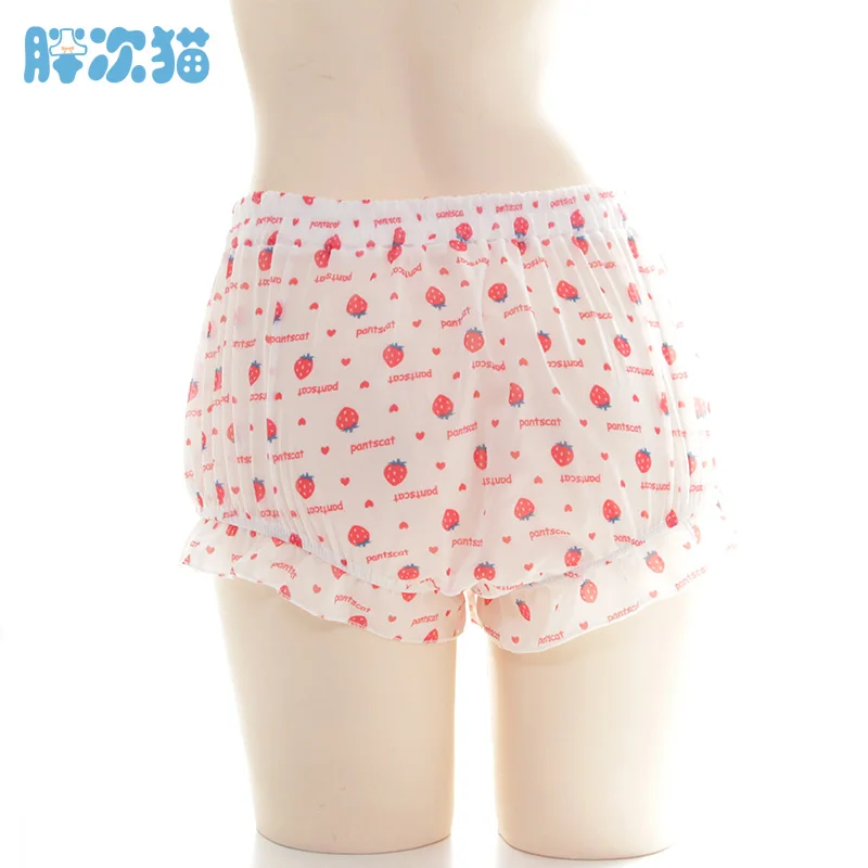 Chiffon Strawberry Printed Leggings Girl Bloomers Japanese Bottoming Pumpkin Pants Shorts