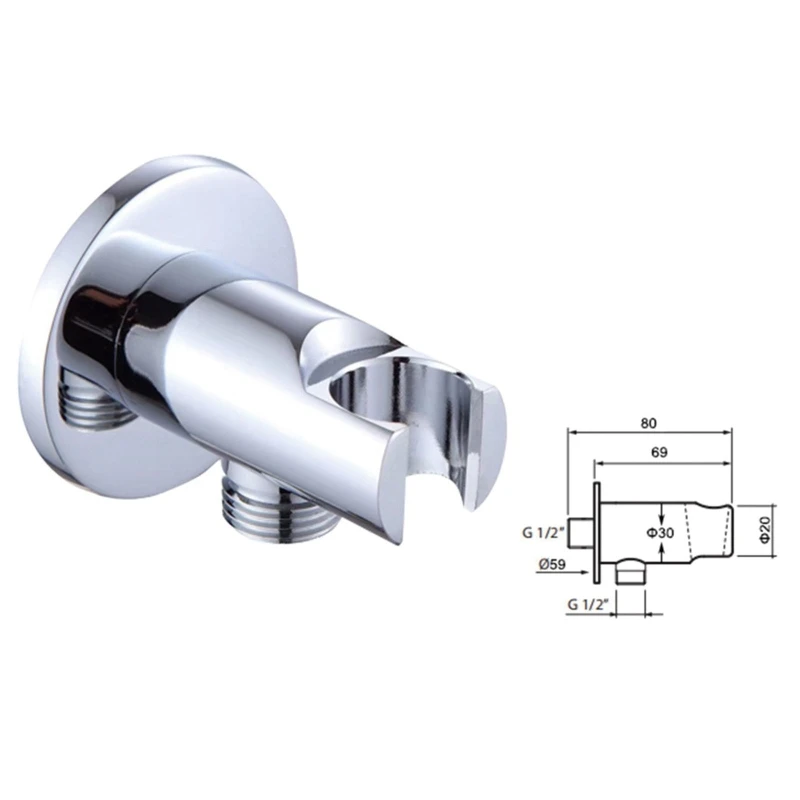 

Hand Shower Hook Chromed Polish Shower Seat Solid Brass G1/2" With Shower Hose Connector Shower Mounting Brackets 85WC