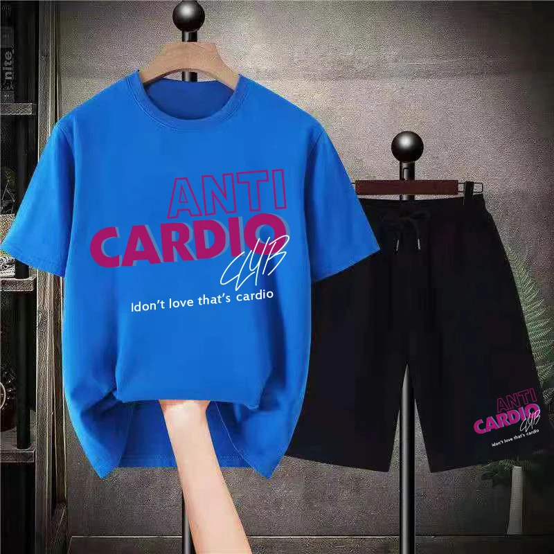 Pure Cotton Oversized T-Shirt Summer Casual Sports Short Sleeved Work Out Suit Male Graphic Street Fashion Loose Breathable Tees