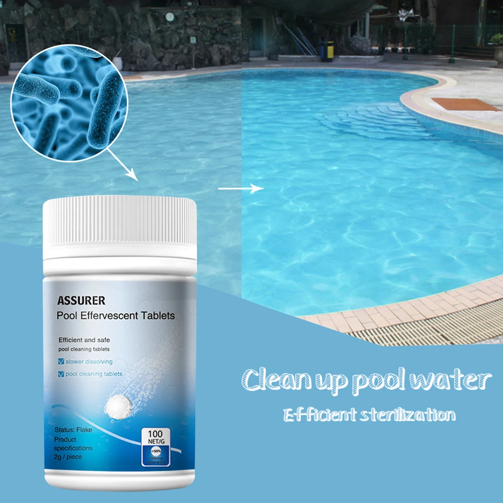 

Swimming Pool Cleaning Tablets Purify Water Disinfect Chlorine Pills Instant Effervescent Removal of Stains Toilet Cleaners