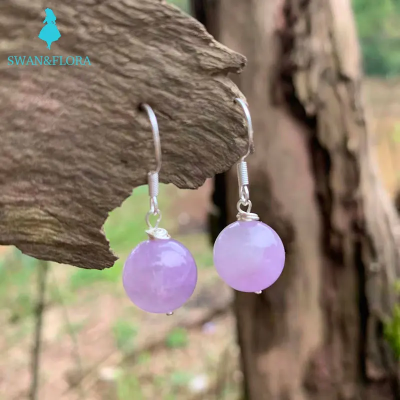 

100% Genuine Natural Amethyst Earrings 925 Sterling Silver for Women Jewelry Gift Handmade