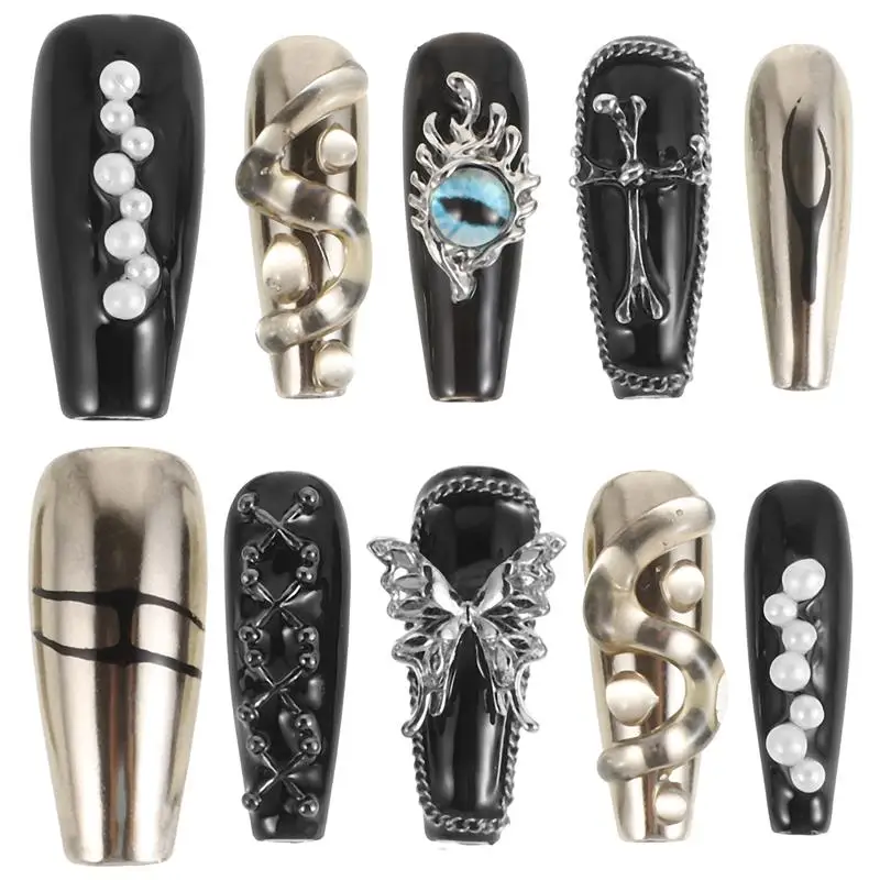 10 шт. Хэллоуин крест-бабочка накладные ногти длинные искусственные полное