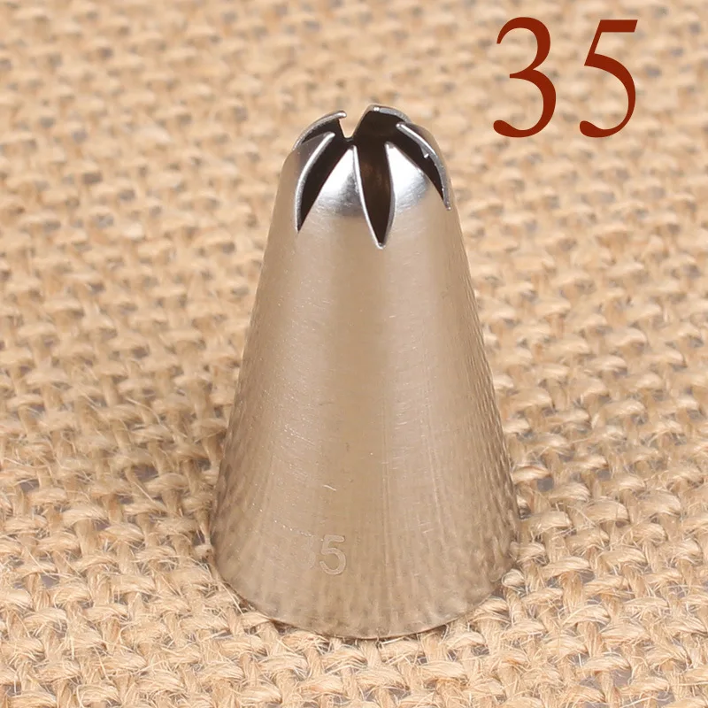 

35# 6 Teeth Soluble Bean Stroke Cake Cream Decorating Mouth 304 Stainless Steel Baking DIY Tools Small Number