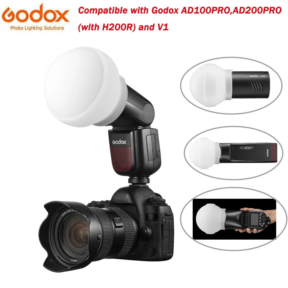 Godox AK-R22 Silicone Flash Diffusers Diffusion Ball Softbox Dome Kit For Godox V1 Flash AD100Pro AD200PRO  with H200R