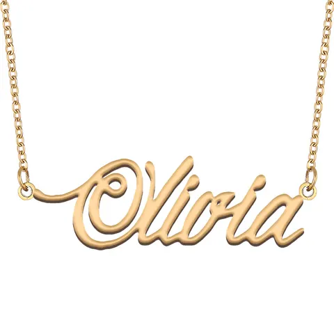 Женское Ожерелье с именем Оливии, подвеска с буквами для девушек, ожерелье-чокер с именной табличкой из нержавеющей стали, ювелирные изделия для женщин