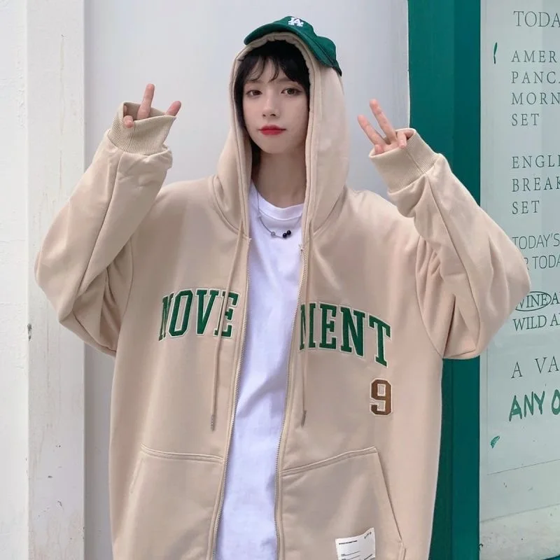 

Толстовка женская с капюшоном Y2k, винтажная одежда на молнии, в готическом стиле, панк, гранж, на молнии, в стиле хип-хоп, Корейская флисовая р...