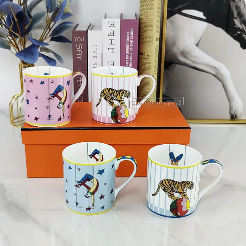 

New European Style Ceramic Mug Milk Tea Cafe Drinking Set with Handle Creative Cute Couple Office KTV Novelty Birthday Gift Box
