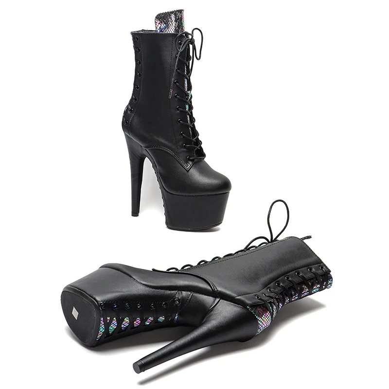Leecabe  17CM/7inches color matching Pole dancing shoes High Heel platform Boots Ankle Boots Sexy Fetish Stripper Shoes 3B