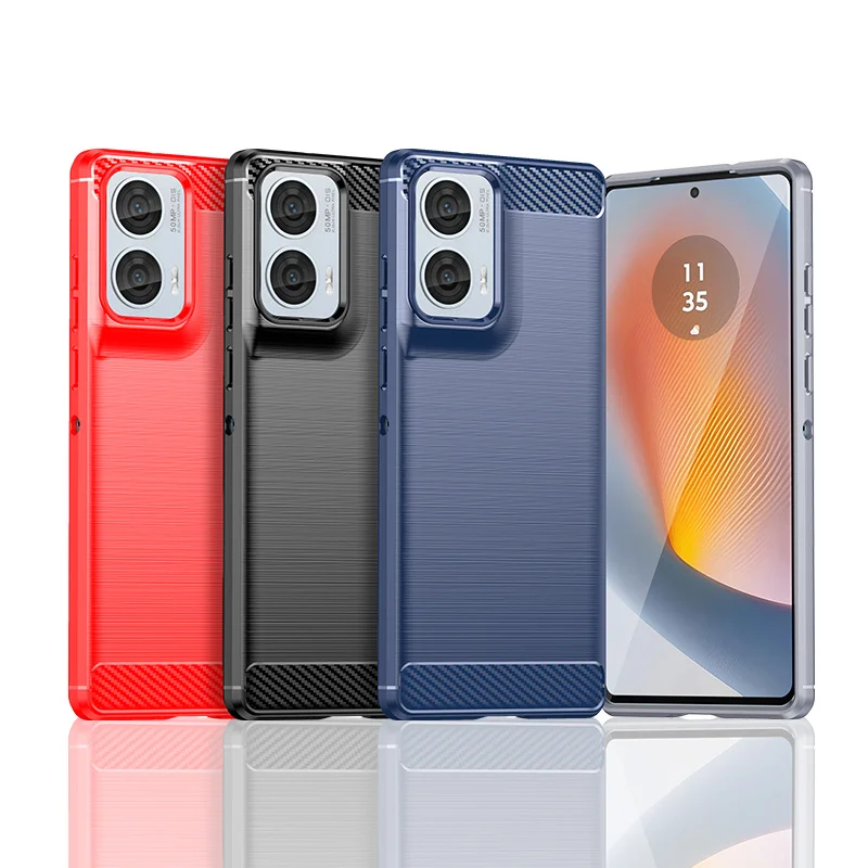 Чехол из ТПУ с текстурой углеродного волокна для Motorola Moto G85 G84 G54 G34 E14 G04S G14 G24 мощный