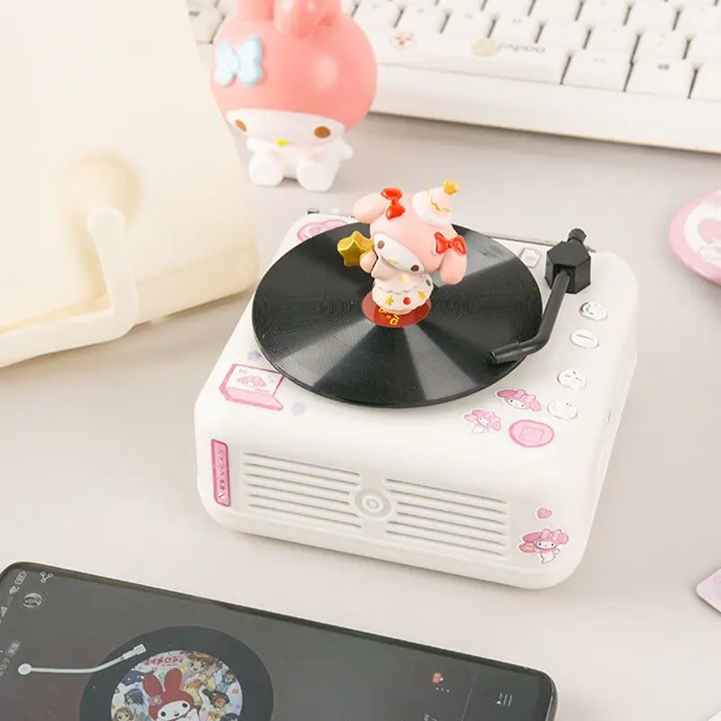 

Hello Kitty Wireless Bluetooth Speaker Sanrio My Melody Kurom Anime Cartoon Cute Portable Subwoofer Retro Record Player