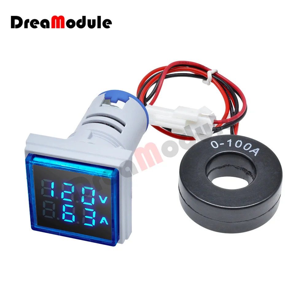

AC 50-500V 0-100A LED Digital Square Voltmeter Ammeter 110V 220V Voltage Current Meter Voltmeter Volt Amp Tester Detector