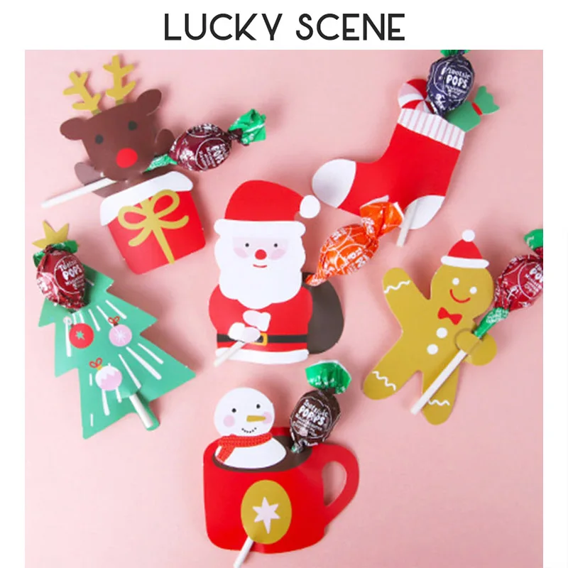 

Christmas Creative Lollipop Candy Wrapping Cards Cute Decoration Elk Gift Fawn Santa S01491