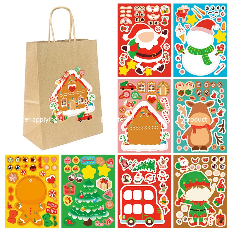 

24 Sheets Christmas Decor Stickers Snowman Gnome Elk Santa Claus Xmas Tree Stickers DIY Gift Bags Boxes Decoration Paper Labels