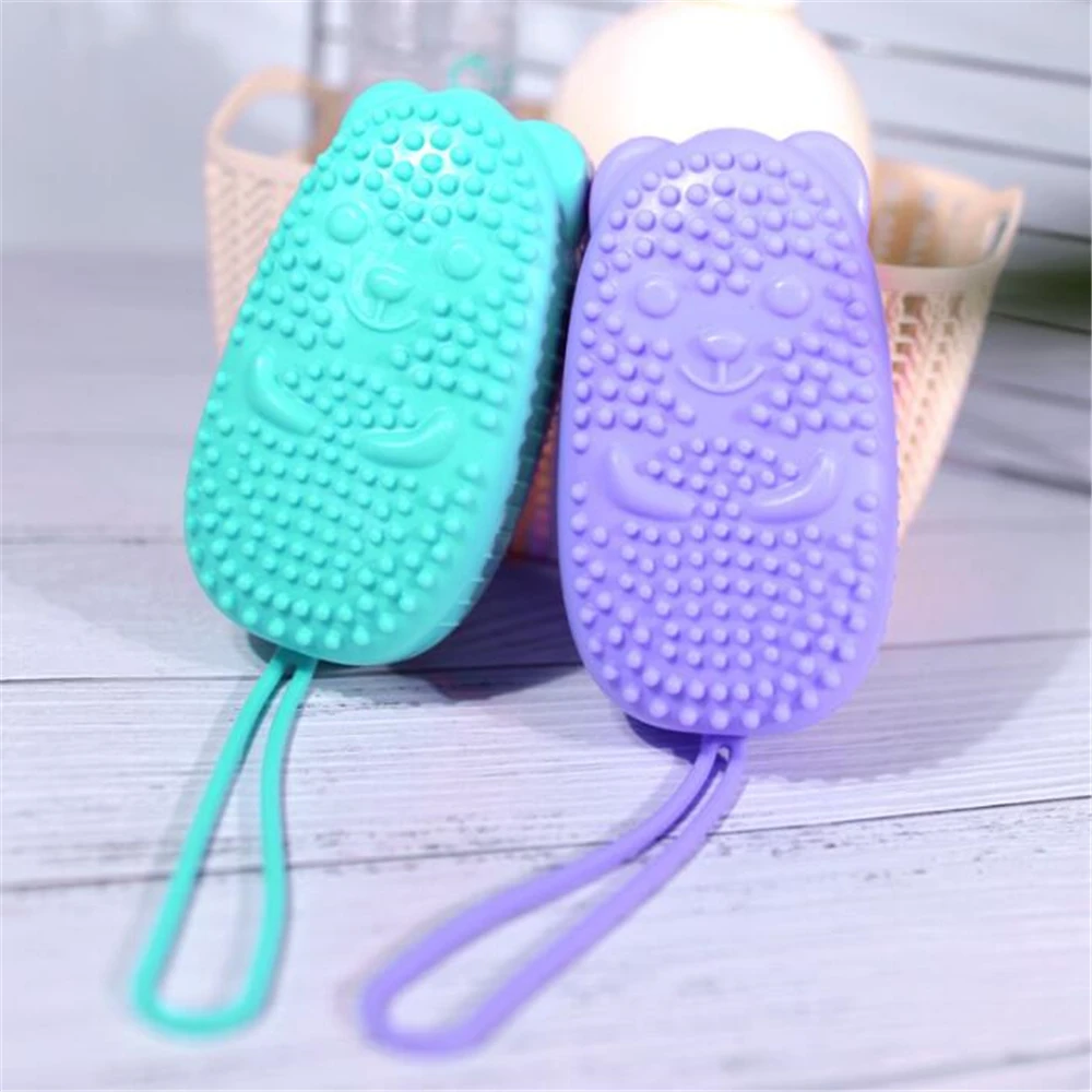 Silicone Body Scrubber Shower Exfoliating Scrub Sponge Bubble Bath Brush Massager Skin Cleaner Cleaning Pad Bathroom Accessories images - 6