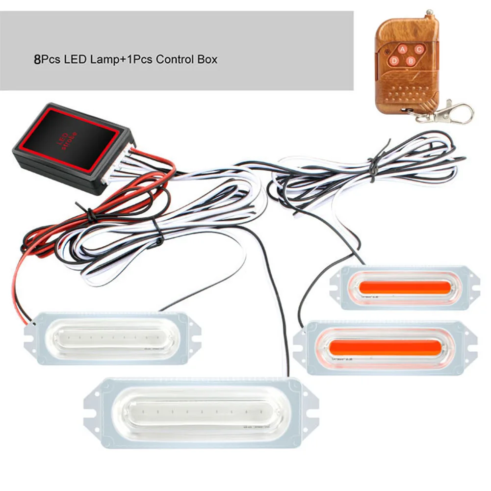 

COB LED Auto Strobe Lights Grille Mid-Grid Strobe Light Warning Lamp Motorcycle 1 To 4 Grill Running Flashing Light Car