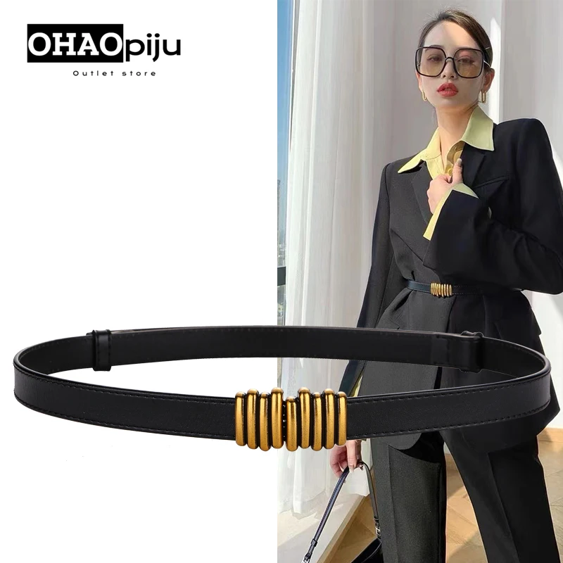 Women's Thin Waist Belt Genuine Leather With Dress Coat Senior Sense Vintage Belt 2023 Decorative Suit Sweater Waist Chain