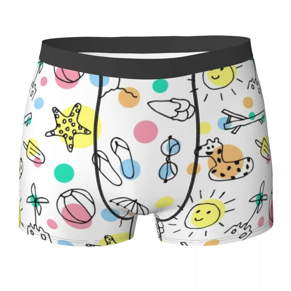 

Шорты-боксеры мужские с принтом, Пляжное нижнее белье для отпуска, пикантное нижнее белье с рисунком каракули, большие размеры