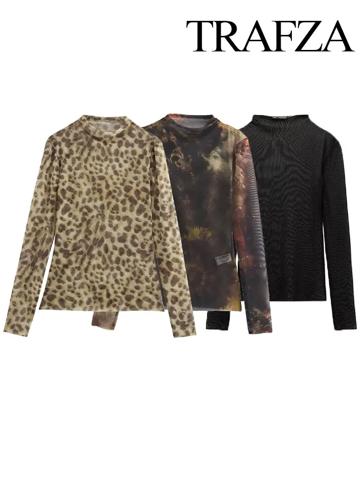 Женская водолазка с длинным рукавом и принтом 3 цвета