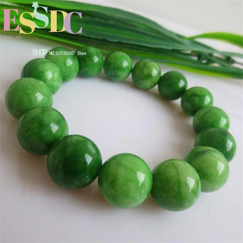 

Натуральный нефритовый браслет, ювелирные изделия, Круглые бусины, драгоценный камень, Зеленый Изумруд, нефритовый браслет для мужчин и женщин