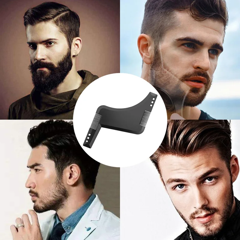 

Hair Comb men's Beard Comb Sideburn Styling Comb With Brush Beard Trimming Template Comb Beard Styling Hairdresser Accessories