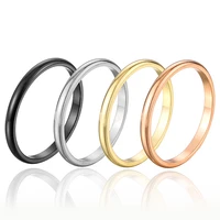 4 color hot high quality 2mm wholesale simple ring fashion rose gold ring men women exclusive couple wedding engagement ring