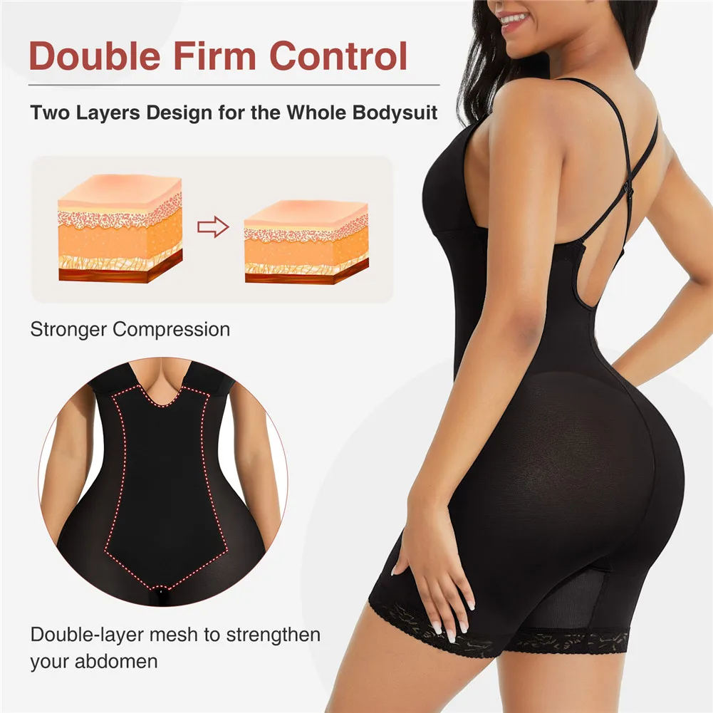 Женское Утягивающее боди с глубоким V-образным вырезом и открытой спиной - купить