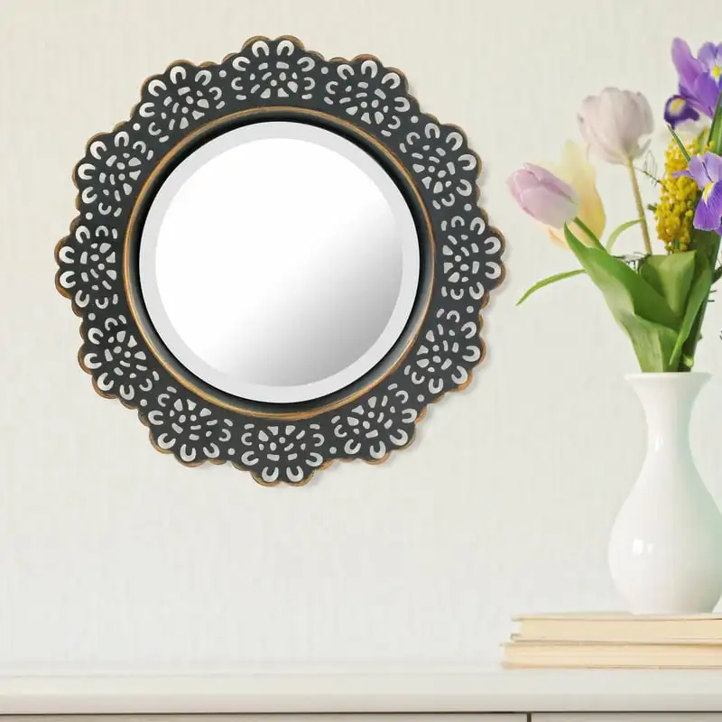 

Черное металлическое кружевное акриловое зеркало во французском стиле