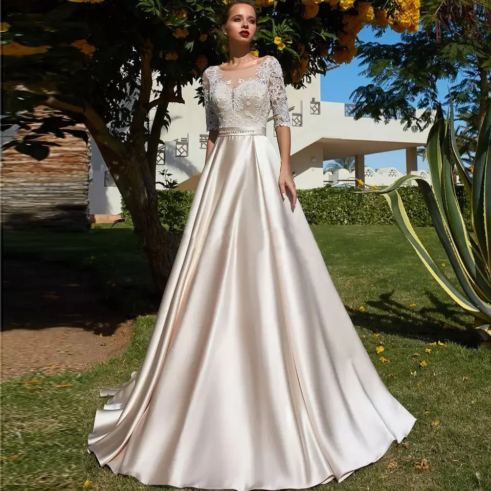 

Новое поступление, кружевное вечернее официальное платье с коротким рукавом, вечернее платье, Элегантное Длинное платье для выпускного веч...