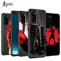 cool boxing gloves silicone cover for huawei p50 p40 p30 p20 pro p10 p9 f8 lite e plus 2016 5g black tpu phone case