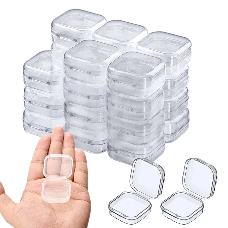 

6PCS Mini Transparent Plastic Box Storage Box Jewelry Storage Container Portable Earring Ring Earplugs Packaging Storage Box