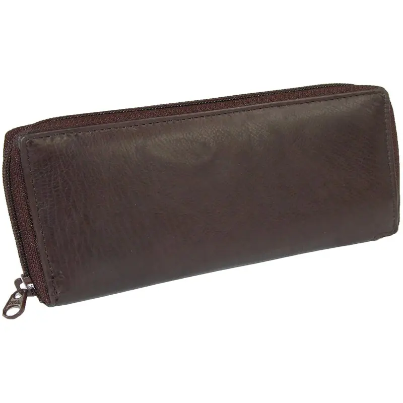 

Leather Deluxe Zip Around Checkbook Cover Wallet