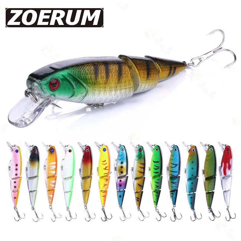 

15g 11cm Crankbaits Minnow Fishing Lure Hard Artificial Bait Multi 3 Section Tackle Pike Bass Jointed Swimbait Sinking Wobblers