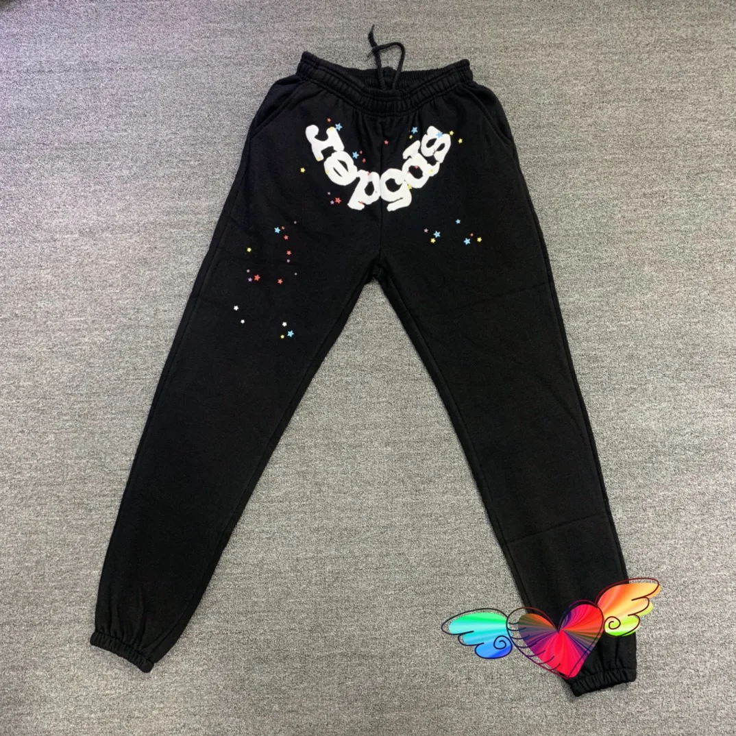 

2021 Sp5der 555555 Sweatpants Men Women 1:1 High Quality Angel Number Graphic Foam Print 555555 Pants Jogger Drawstring Trousers